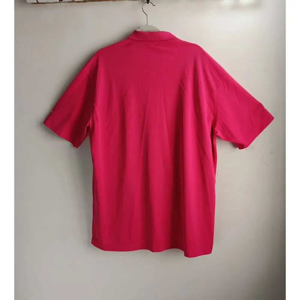 Nike Golf Polo Men XL Pink Fit Dry Knit Swoosh Bright Colorful Preppy Sports Y2K